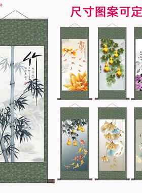 画新款白描花鸟画五福临门m禅意画富水长流靠山画风水画大展宏图