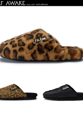 HALFAWAKE vol.8 设计师品牌外穿羊毛黑色懒人包头一脚蹬冬季拖鞋