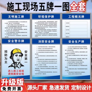 工地警示牌安全消防标志施工现场告示牌五牌一图专案部建筑管理职