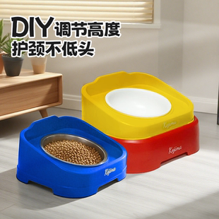 KOJIMA咖家宠物猫碗陶瓷不锈钢狗盆吃饭喝水慢食碗防打翻护颈增高