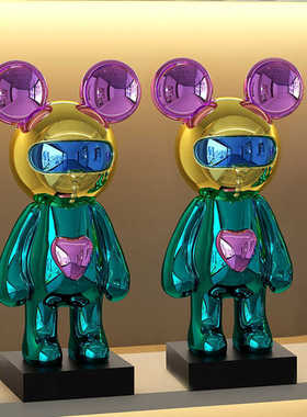 暴力熊网红酒柜摆件树脂高级感