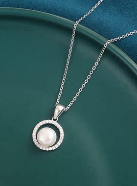 s925纯银小众轻奢面包珍珠项链女