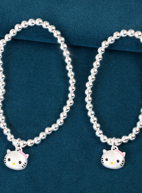 s925纯银卡通猫咪手链女亲子款