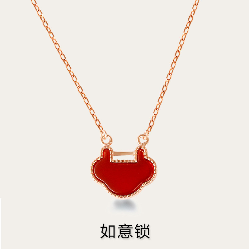 s925纯银古风气质如意锁项链女