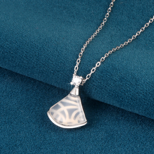s925纯银小裙子玉髓项链女民族风个性百搭扇形摆银杏叶锁骨链古风