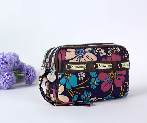 手拿包手抓包布艺女士长款钱包三层拉链尼龙大屏手机包零钱包小包