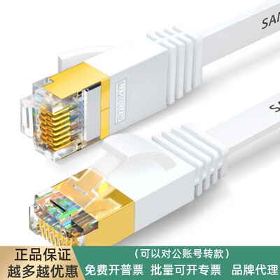 山泽(SAMZHE)CAT-710A 七类CAT7类扁平网线 镀金屏蔽双绞跳线10米