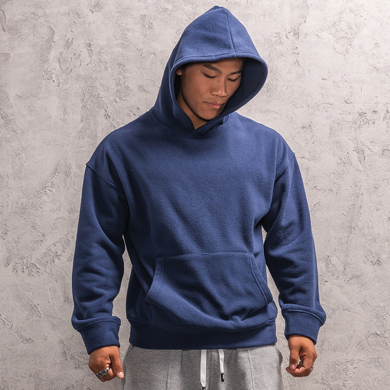 MUSCLE FAITH 스포츠 운동복 남성용 느슨하고 다재다능한 가을 겨울 POLAR FLEECE 피트니스 의류 훈련 캐주얼 까마귀