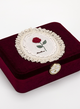 Sofis高档精致手工刺绣首饰盒复古大容量结婚轻奢礼物收纳盒玫瑰