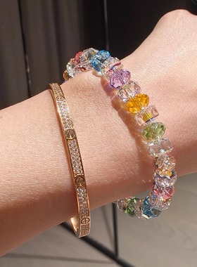 「星光彩仿水晶」个性简约多色女式混彩饰品手链小众时尚气质高级