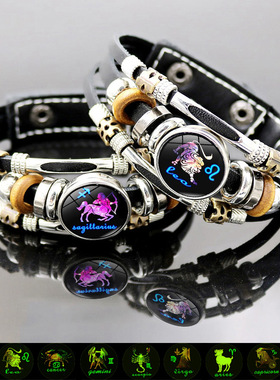 夜光时光宝石手链男女潮流朋克风格多层串珠手环饰品