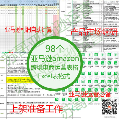 亚马逊运营表格Amazon跨境电商分析表评估表模板广告优化报表教程