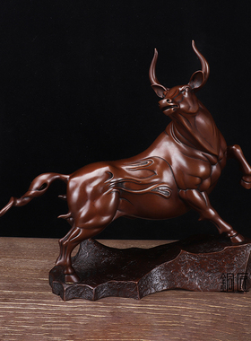 铜匠仁 紫铜扭转乾坤摆件 铜牛摆设生肖牛工艺品家居办公室博古架