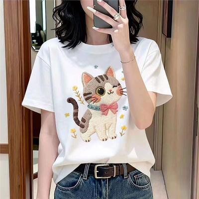 纯棉正肩白色短袖t恤女装2026新款早春夏季全棉半袖时尚百搭夏装
