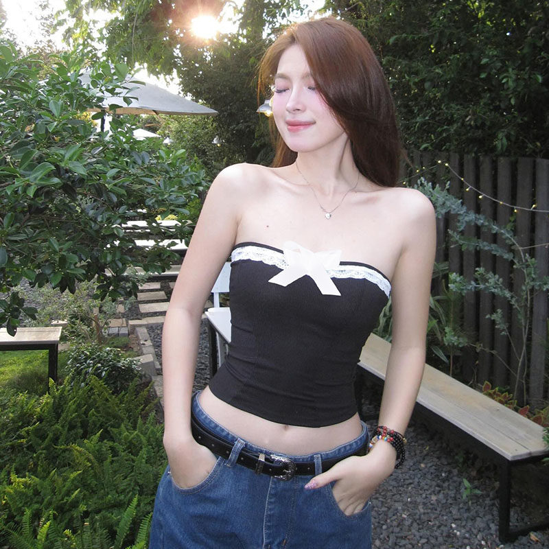 shemoda欧美风蕾丝拼接一字领扎花抹胸短上衣 女性感辣妹百搭裹胸,女装/女士精品,抹胸,淘宝优惠券,粉丝福利购,淘宝优惠卷