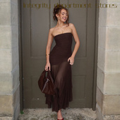 纯色性感抹 perspective Deep fit lace slim f新品 sexy dress