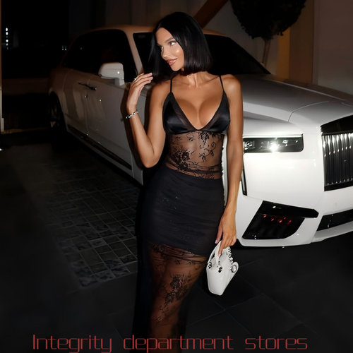 BraidedlaceruffledV-neckslim-f