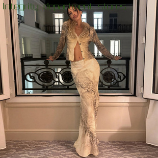 Back Sexy Netting Dres包臀半身裙套装 Short Deep Strapless