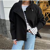 waist shirt cinched Casual long sleeved jacke秋季 立领单排扣