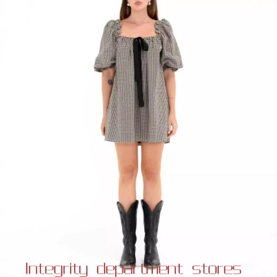 PrintedCasualLinenStripedDress