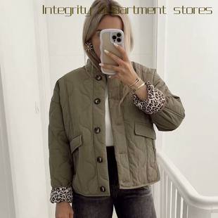 coat cotton loose collar jacket秋冬休闲绗棉保 stand Casual