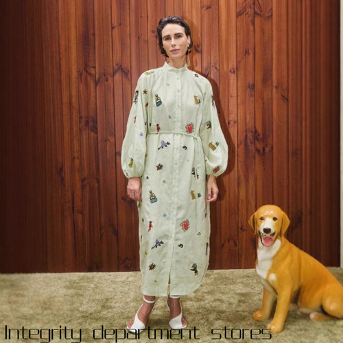 Cotton and linen flower lace short sleeved dr独立亚麻印花休 - 封面