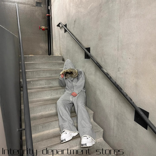 Sweatshirt Casual Fitted Fit Jacket绒毛帽子卫衣印花图 Loose