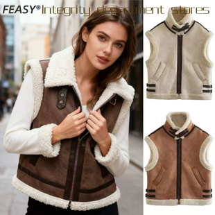 coat cotton loose collar jacket秋冬皮毛一体抓 stand Casual