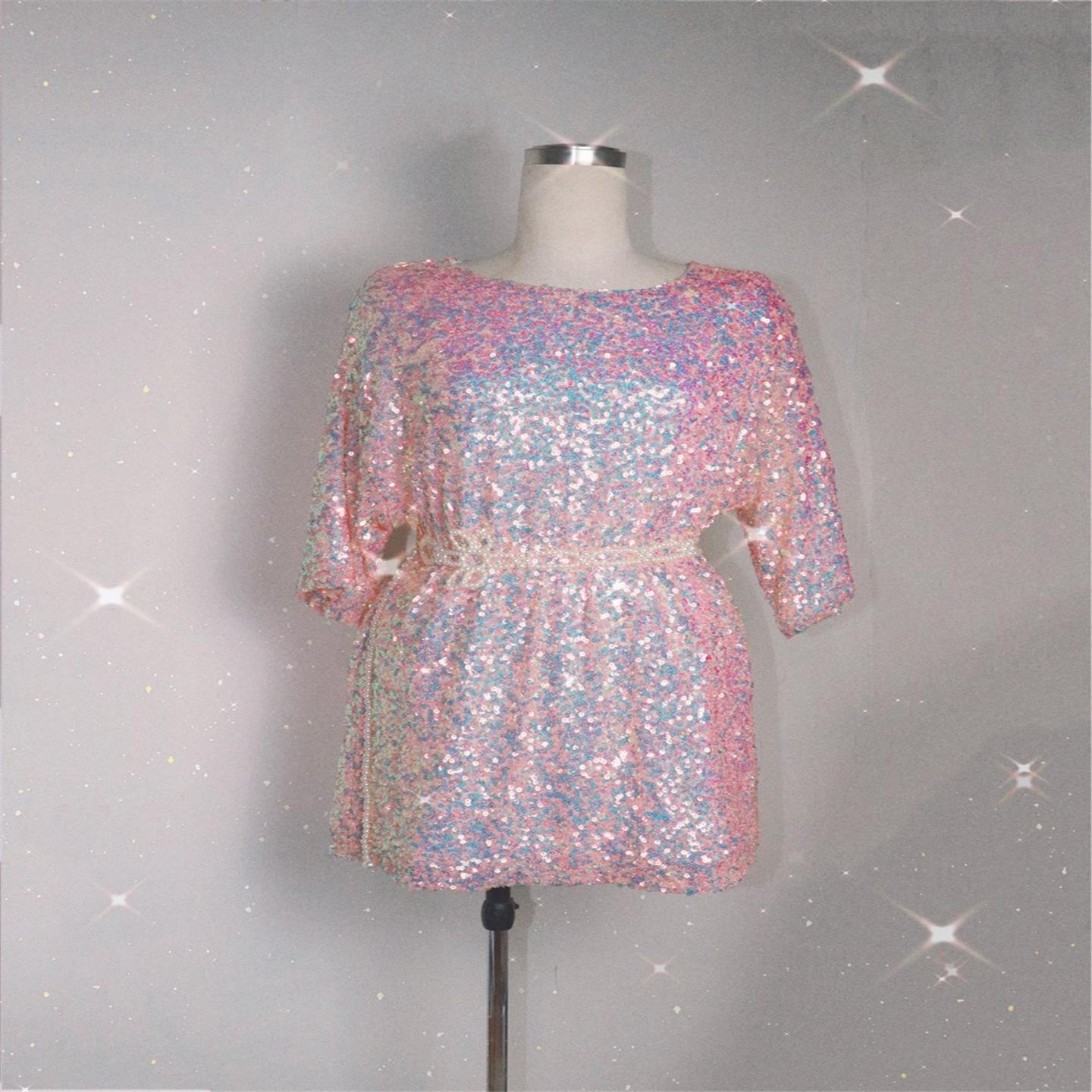 Fashionable printed short sleeved V-neck lace up dress高端贵