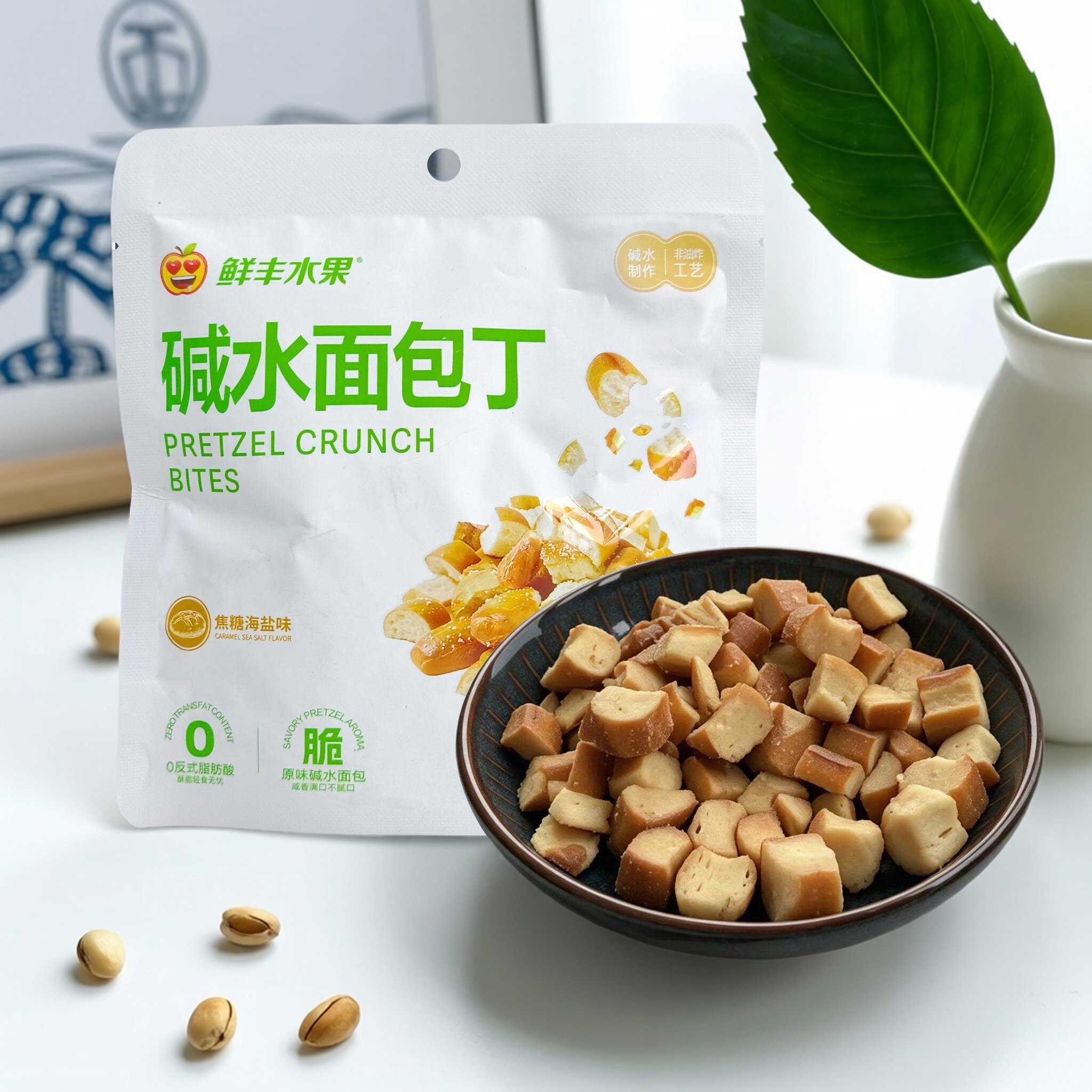 鲜丰水果碱水面包丁非油炸0反式脂肪酸焦糖海盐味休闲零食50g小包