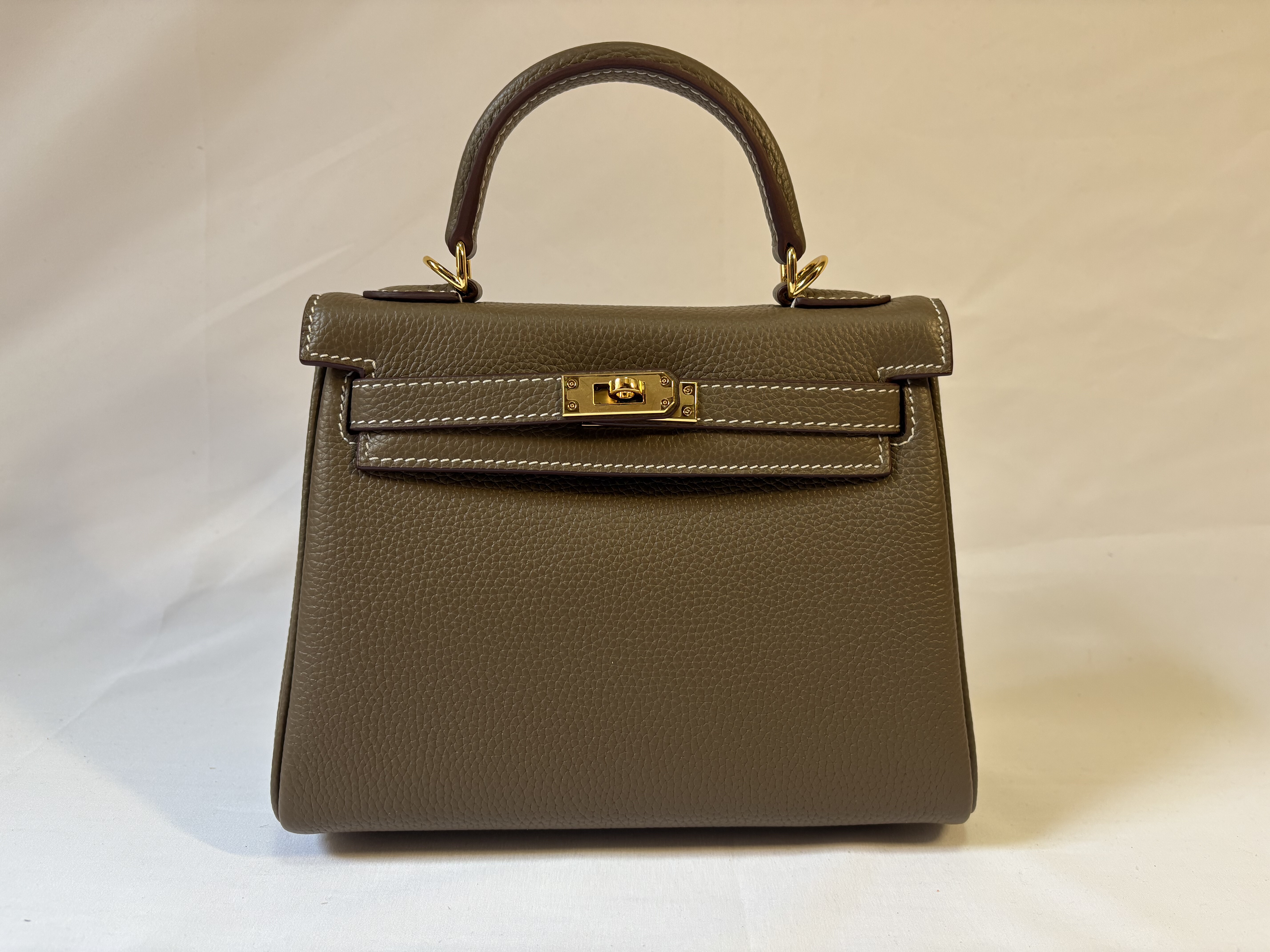 22CM金扣凯莉包纯手工头层TOGO荔枝纹皮料内缝手提女包