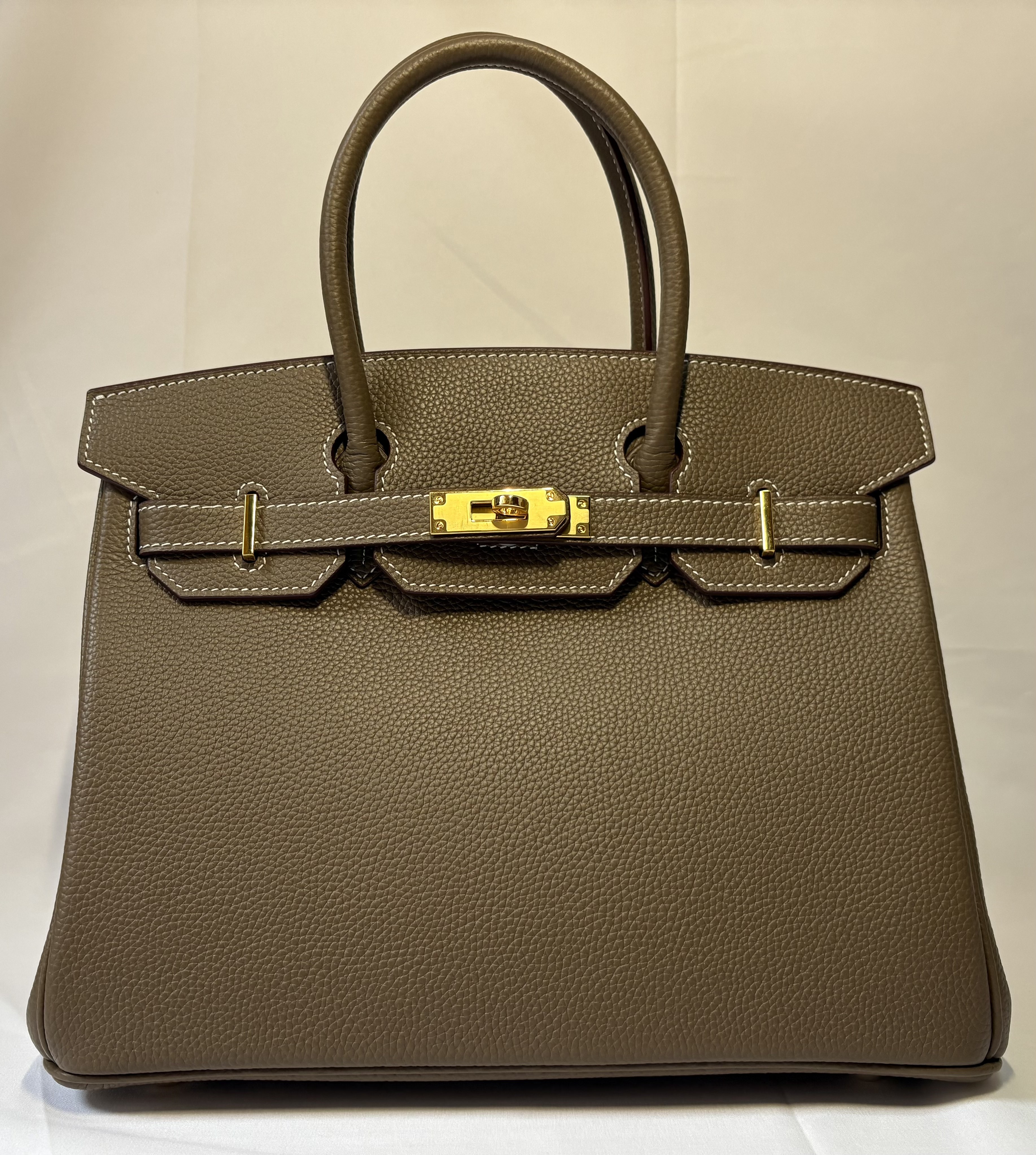 铂金包纯手工TOGO头层荔枝纹皮料birkin内缝手提女包