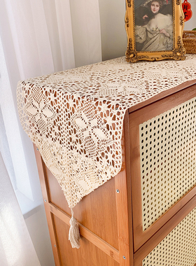 美式乡村桌旗镂空复古棉线钩针桌旗蕾丝桌布森系电视柜茶几盖巾