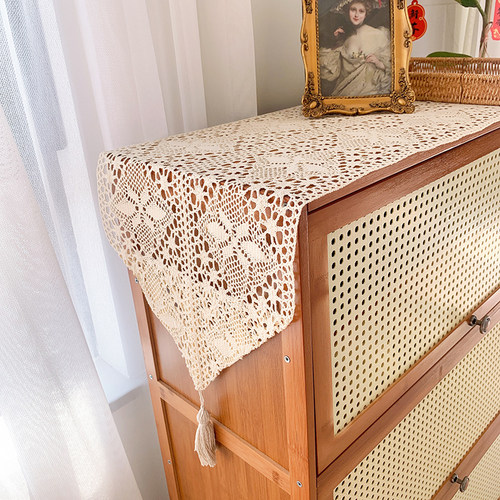 美式乡村桌旗镂空棉线钩针桌布