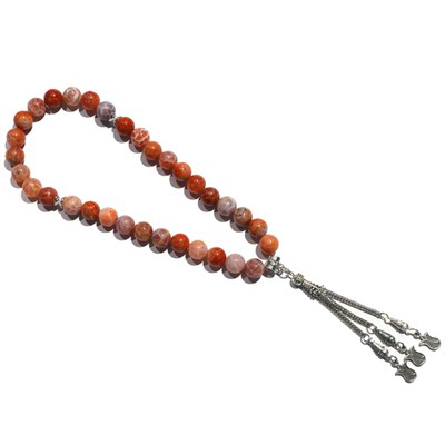 墨西哥火玛瑙念珠天然半宝石