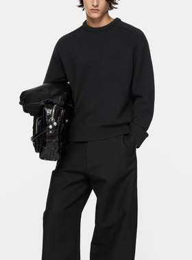 秋冬AC字母羊毛混纺落肩毛衣 1996北欧风高克重外穿长袖针织衫男