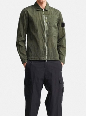 Stone岛秋冬金属褶皱防水反光冲锋衣男女同款大罗盘外套夹克机能