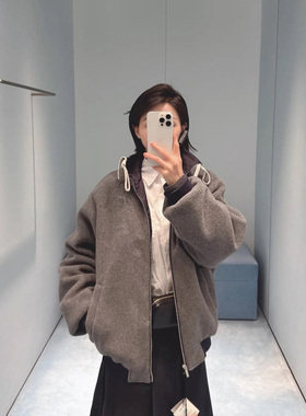 MM高定双面绒面拉链进口再生环保尼龙拼接摇粒绒两面穿棉服外套