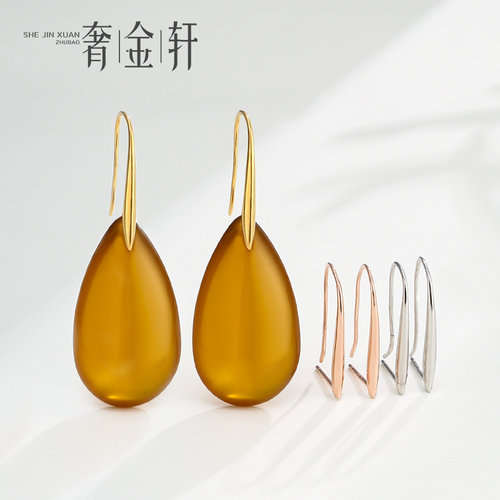 奢金轩简约纯银耳环配件时尚耳钩