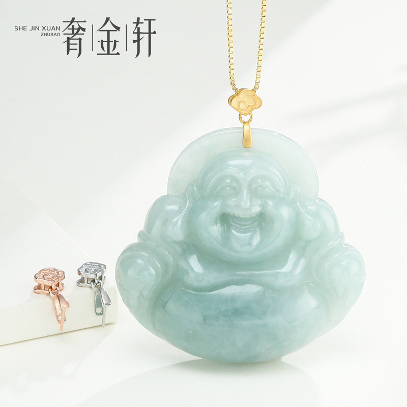 925银祥云吊坠扣头佛公玉坠夹扣diy翡翠玉石吊坠扣观音银扣头配件