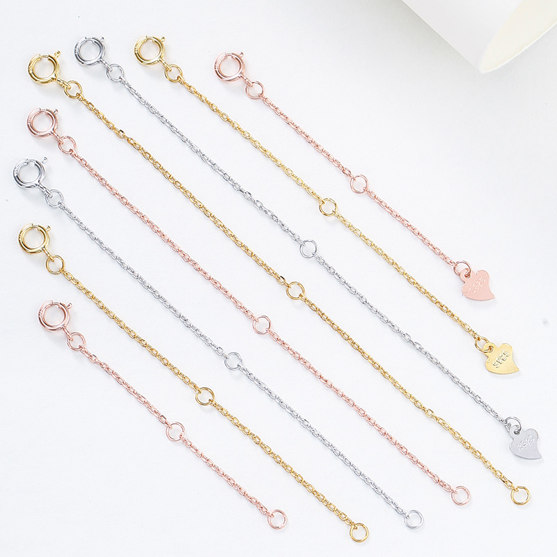 s925纯银diy配件调节链条接长18k