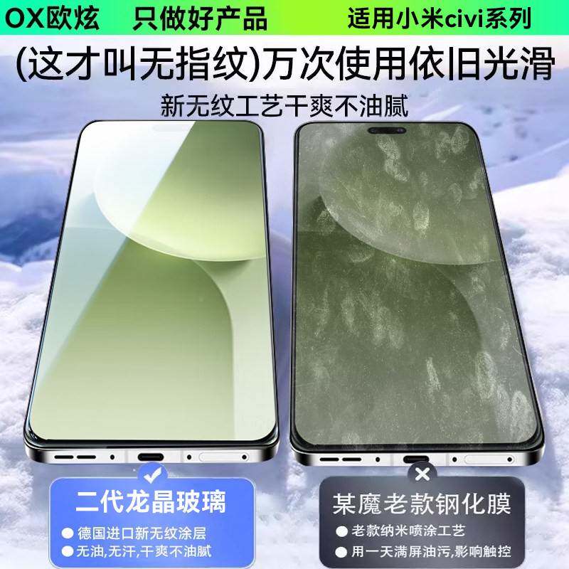 德国青果老黄适用小米civi5pro钢化膜c小米ivi4pro手