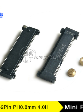 Mini PCIE插槽52Pin3G模块4.0HMsata插座LTK优群MPCET-S5201-TP40