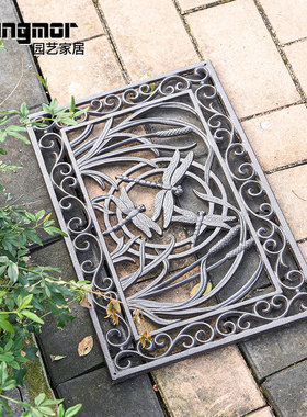 Sungmor 铸铁欧式地垫蜻蜓麋鹿入户门踏复古铁艺庭院别墅大门装饰