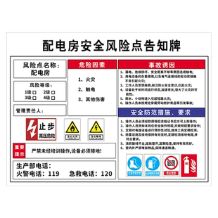 岗位安全风险点告知牌车间安全生产告知卡较大危险源有限空间警示标识牌危化品叉车配电房周知卡警告标志定制