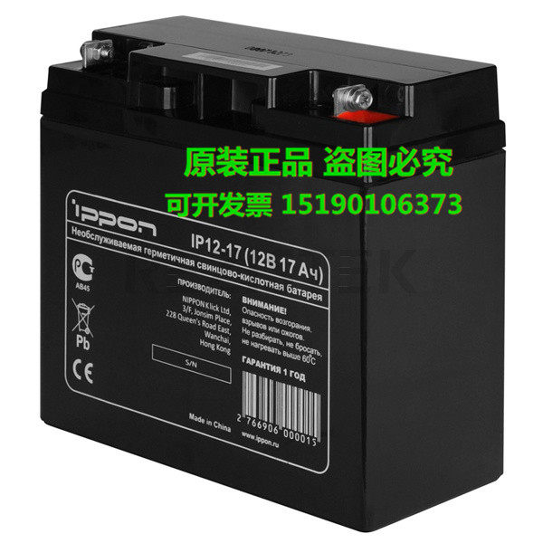 IPPON蓄电池IP12-17(12B17AH)12V17AH原装正品/铅酸阀控电瓶 包邮