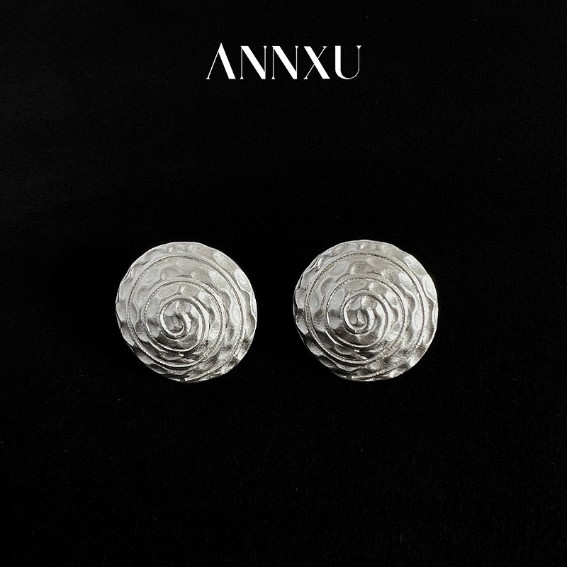 ANNXU幻系列锻造纹肌理耳环原创设计烧白耳饰耳夹小众通勤
