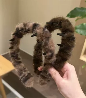 【下单立减50】豹纹带齿毛绒发箍女防滑洗脸发卡头箍秋冬PX