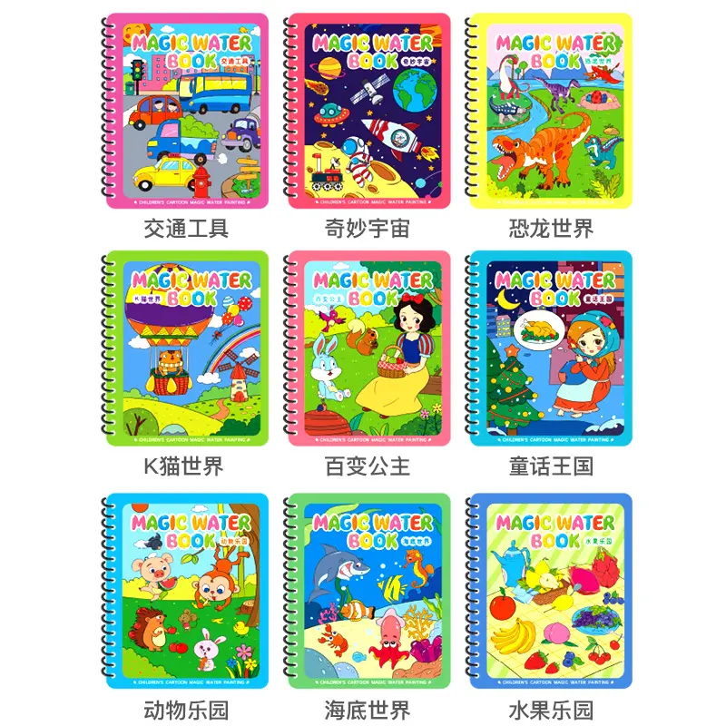 【下单立减50】儿童涂色绘画画套装反复填色水彩画益智水画本XD
