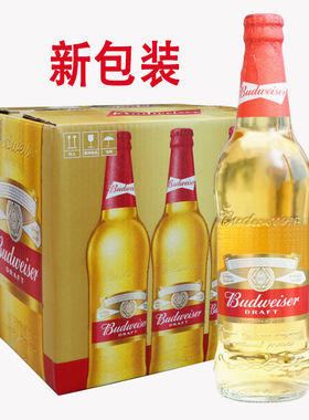 百威纯生啤酒玻璃瓶装500ml*12瓶百威啤酒